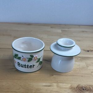 Vintage Butter Bell Crock French Beurre Pink Green Flowers L. Tremaine 1997